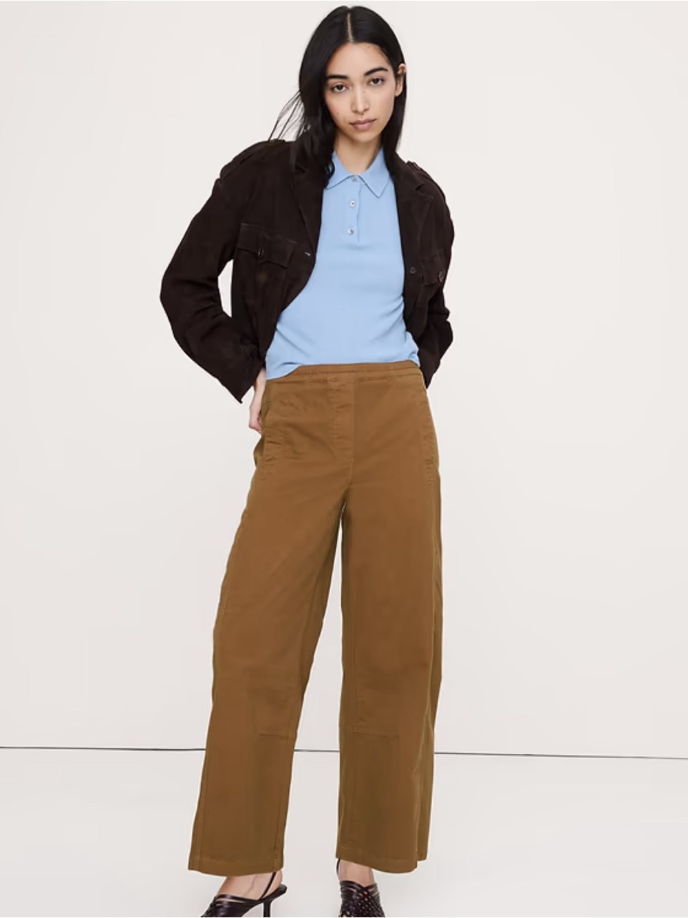 Banana Republic Wide-Leg Utility Pants in Camel Brown